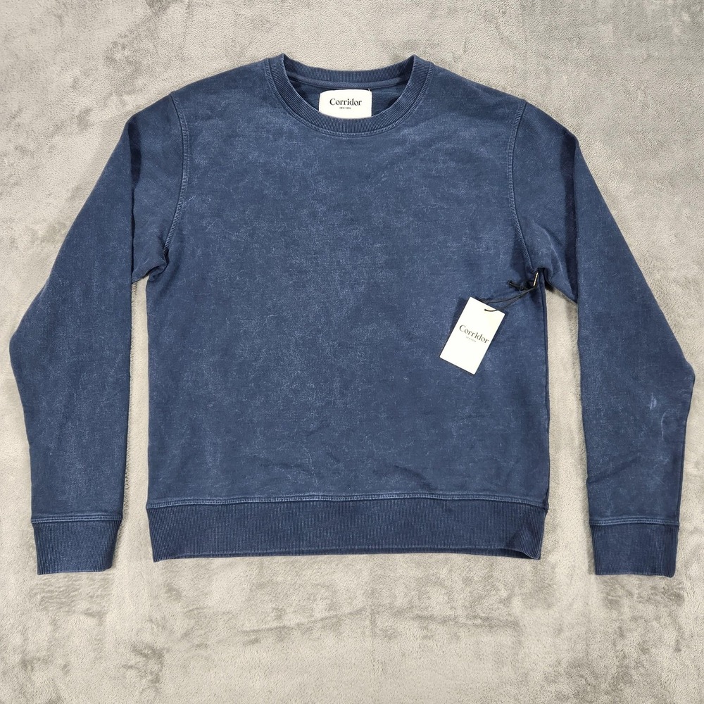 Corridor Sweater‎ Mens Medium Navy Acid Wash Crewneck Pullover TS0025-N